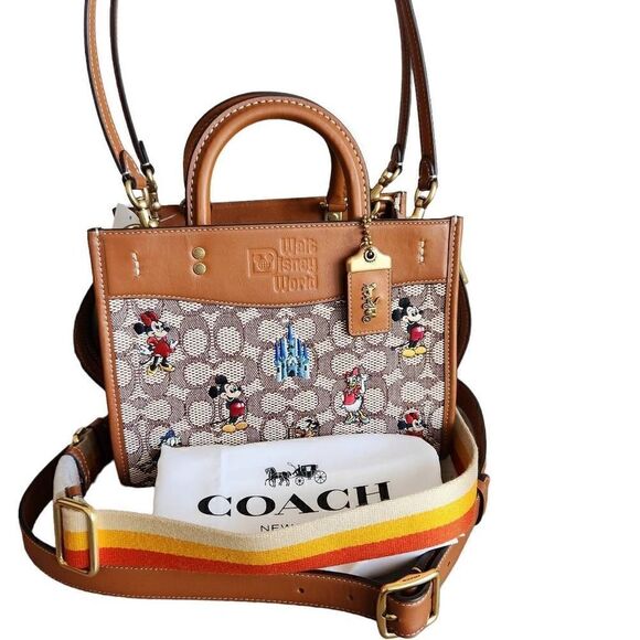 DISNEY X Coach Rogue 25 Bag In Signature Textile Jacquard With Mickey Mouse And - Picture 1 of 9